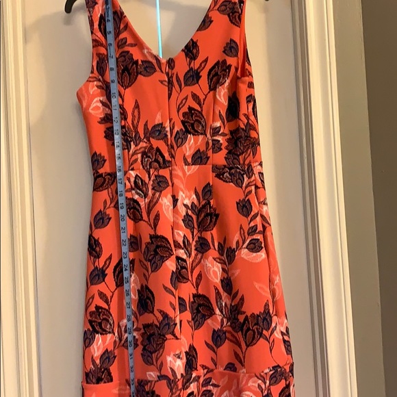 Coral with navy floral print Dress - Picture 6 of 7